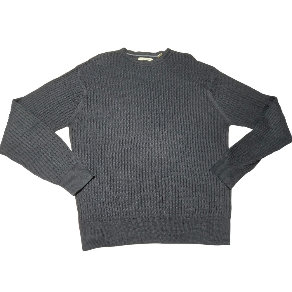 ALEX CANNON Navy Blue Textured Sweater Cotton Crew Neck Long Sleeve Men's M